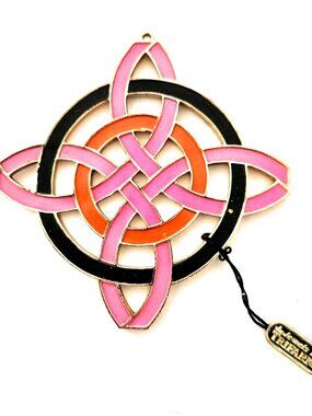 Vintage Trifari Gold Tone Enamel Mod Celtic Knot Pendant ~ Original Hang Tag! ~